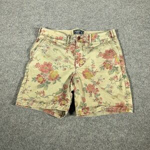 Abercrombie & Fitch Chino Shorts Stretch Floral Women 32 Green‎ Roses